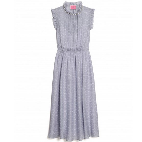 NEW Kate Spade Wavy Dot Ruffled Neck Silk Dress - Picture 5 of 13